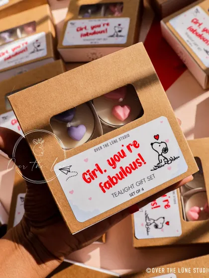 For this custom birthday order, I created special packaging with a "Girl, you're fabulous!" label. It's these little personal touches that make a gift feel truly special.