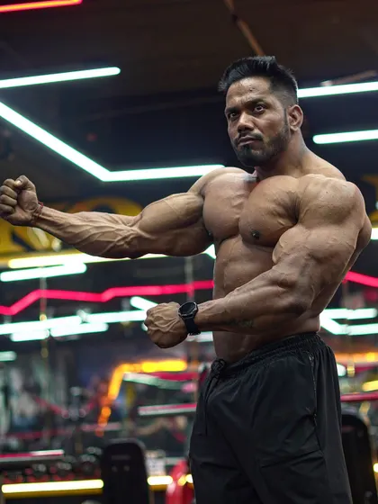 A powerful arm pose.