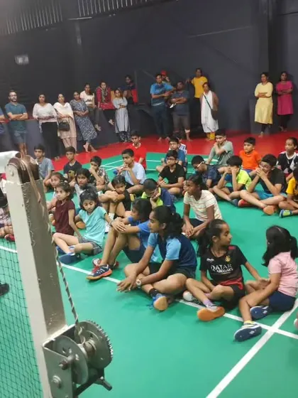 Conducting an awareness session on fitness and injury prevention for young athletes aged 6-10 at Arise Badminton Academy.