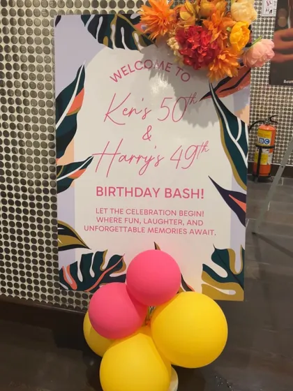 A personalized welcome sign for the tropical birthday bash, setting a fun and festive tone for arriving guests.
