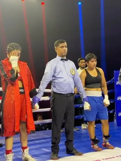 The emotional moment before the winner is announced for the WBC India Female Flyweight title.