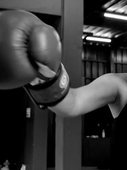 Another student throwing a jab. We work on making this punch a fast, precise tool.