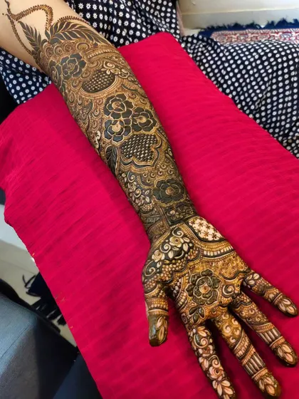 A slightly different angle, highlighting the floral bands and net patterns on the forearm.