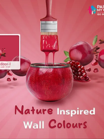 Transform your walls into a nature-inspired masterpiece with my captivating color palette. This image, inspired by the rich red of pomegranate, shows how I bring the beauty of the outdoors inside.