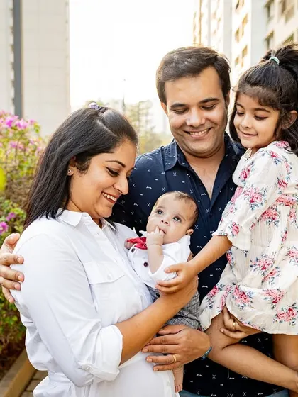 From a maternity shoot to capturing moments with their new baby boy, it's a journey I love sharing with families. This sunset photo captures their beautiful story.
