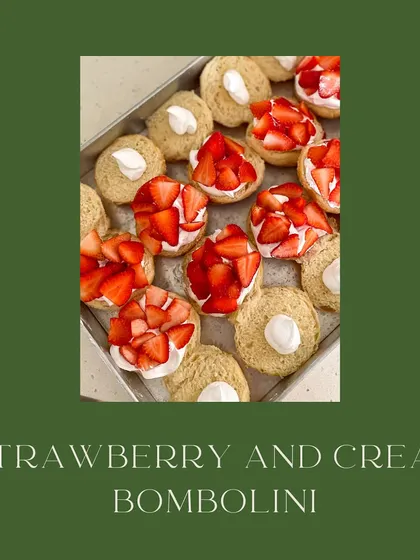 A look at the fresh strawberry and cream filling that makes these bombolinis a seasonal favorite.
