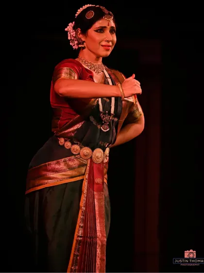 The 'Soukariyam' performance was about exploring the aesthetics of Bharatanatyam. This pose showcases the balance and control required in the dance form.
