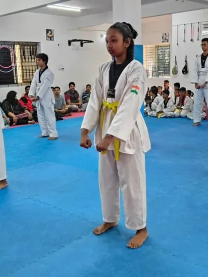 Students standing at attention.