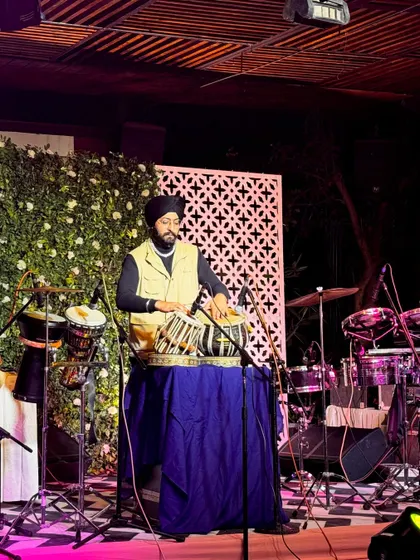 A full view of my performance station at a wedding. The setup is designed for maximum impact, both visually and sonically.