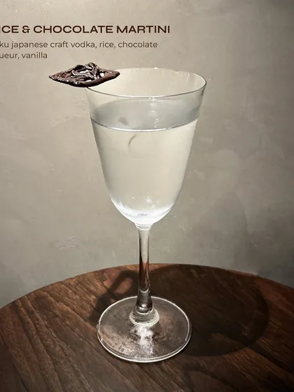 The Rice & Chocolate Martini, a smooth and creamy martini with unique flavours.