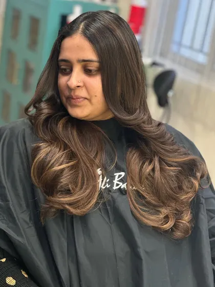 Another angle of this magical brunette transformation.