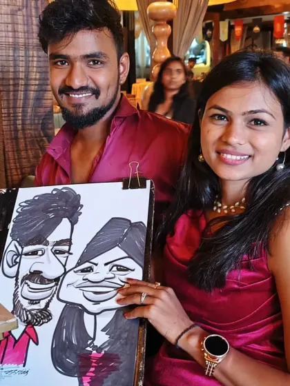 A happy couple from the Coleda corporate event. Drawing couples is always a pleasure.