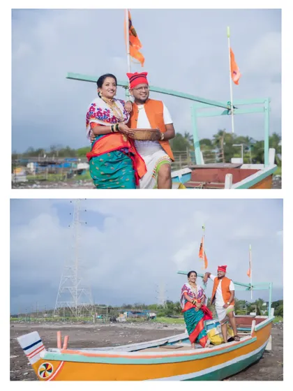 Another collage from the Koli pre-wedding session, offering different perspectives and poses that tell the story of their day.