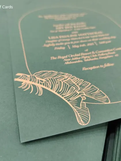 Another angle of the Glass Glow Green invitation, showing the clean lines and beautiful typography. It's a perfect example of less is more.