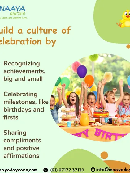 We believe in building a culture of celebration. By recognizing achievements big and small, celebrating milestones, and sharing positive affirmations, we honor every child's unique journey.