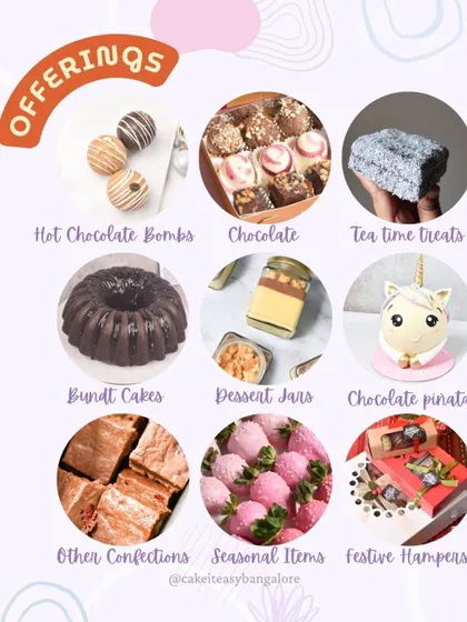 Beyond cakes and cookies, we also offer a variety of other confections. This includes hot chocolate bombs, dessert jars, bundt cakes, festive hampers, and chocolate piñatas.