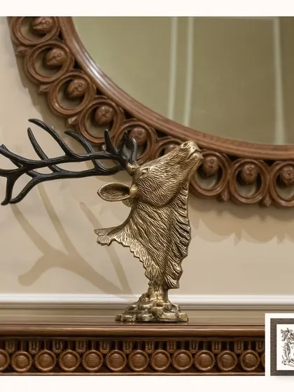 This classic metal stag bust brings a touch of rustic sophistication to any space. I love how it blends seamlessly with both vintage and modern styles, adding an artistic accent to a mantelpiece or console.