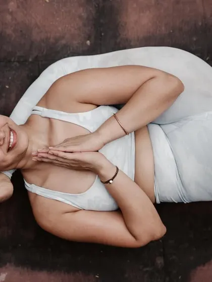 Familiarity creates a safe space. This pose, Yoganidrasana, was once intimidating, but with repetition, the fear lessens even if the challenge remains.
