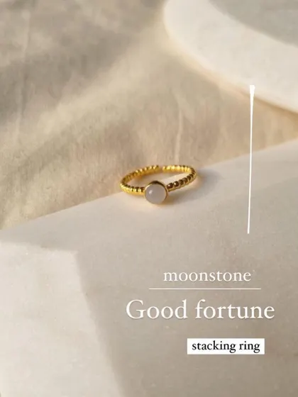 The Moonstone stacking ring is for good fortune.