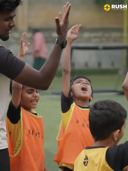 The pure excitement of celebrating a good play. This energy is what makes our training sessions so dynamic and fun.