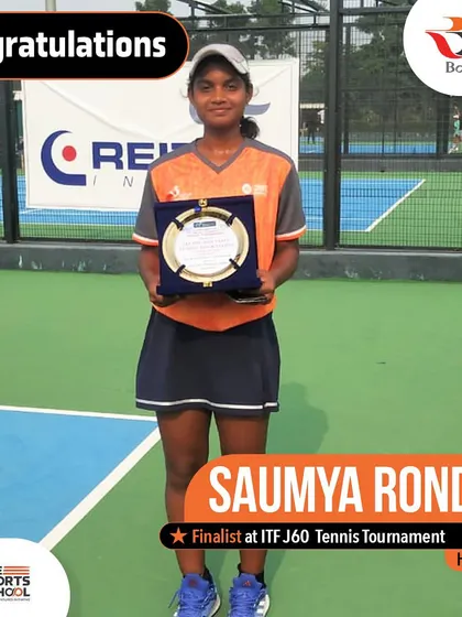 A huge shoutout to our student, Saumya Ronde, for her outstanding performance as the finalist at the ITF J60 Tennis Tournament in Hyderabad. We are incredibly proud of this achievement!
