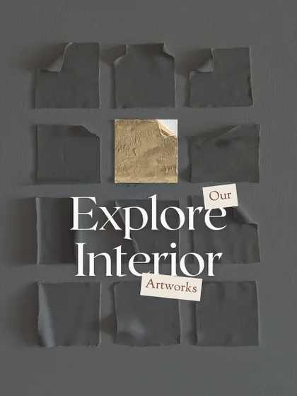 Explore my interior artworks. This piece with dark, textured squares and a single gold accent is designed to add mood and soul to your space.