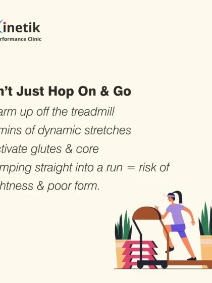 When using a treadmill, always warm up off the machine first. Five minutes of dynamic stretches to activate your glutes and core will prevent tightness and poor form.