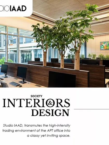 The cover of our feature in Society Interiors & Design magazine for the APT Office project. The article highlights how we transformed a high-intensity trading environment into a classy yet inviting space.