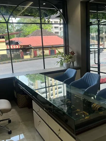 The view from our consultation desk, where you can browse our collections while enjoying a comfortable and private shopping experience.