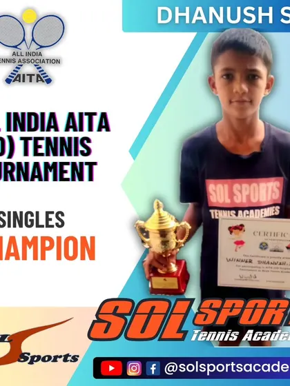 Another victory for Dhanush S M, this time winning the Boys U10 AITA Nationals Singles title. His consistent performance is a model for our younger players.