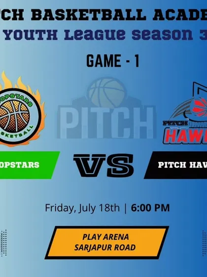 The opening tip-off announcement for Youth League Season 3, featuring the Hoopstars vs. the defending champion Pitch Hawks.