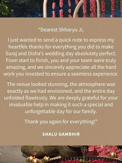"The venue looked stunning, the atmosphere was exactly as we had envisioned." A heartfelt note from a mother of the bride.