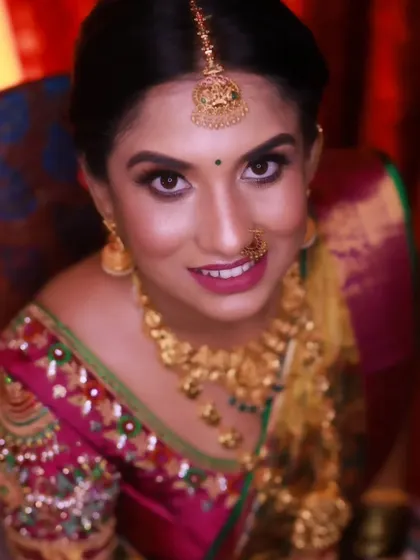 Rachana looking radiant and confident. My goal is to empower brides with a look that makes them feel powerful and beautiful.