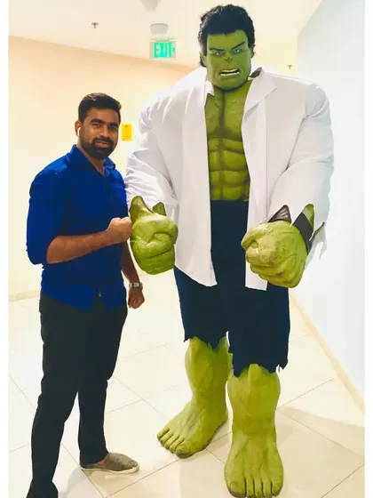 Hulk smash! Meet our incredible Hulk character, towering over guests and ready to bring some super-strength fun to your party. A guaranteed showstopper for Marvel fans.