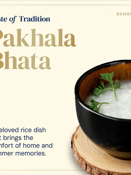 Pakhala Bhata is a beloved rice dish from Odisha that brings the comfort of home and summer memories. We love including this unique regional specialty in our menus.