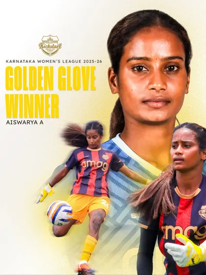 A wall in our defense. Our captain, Aiswarya A, earned the Golden Glove award for Best Goalkeeper with an amazing 7 clean sheets in 10 matches, leading our team from the back.