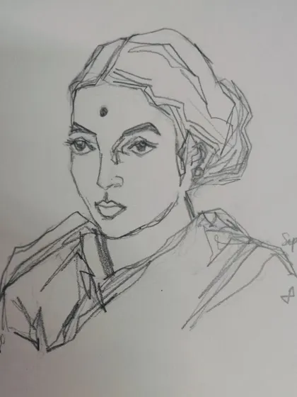 A minimalist portrait sketch. Sometimes the simplest lines can bring the most joy and capture a likeness with just a few strokes.