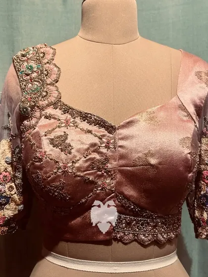 A showcase of the exquisite blouses crafted exclusively for Geetha Lokesh for her son's wedding, each telling a story of elegance.