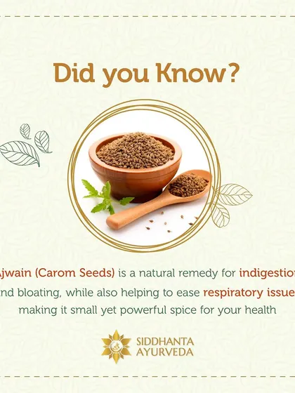 Ajwain, or Carom Seeds, is a small but powerful spice for health. It is a well-known natural remedy for indigestion and bloating and can also help ease respiratory issues.