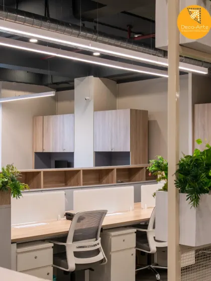 Neutral tones, layered textures, and lush greens create an environment of calm and clarity at the Brandman office. This is a space where ideas can flourish and focus can flow.