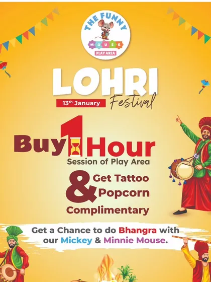 Lohri is a time for celebration, and I find the best deals for you. The Funny Mouse offered complimentary tattoos and popcorn with playtime, plus Bhangra with Mickey and Minnie!