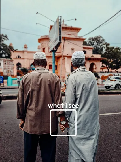 My street photography is about seeing stories everywhere. Here, I saw two friends holding hands, a simple gesture of connection amidst the historic streets of Bhopal.