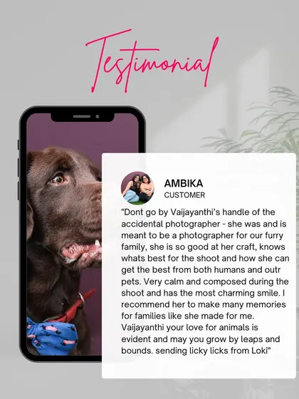 A wonderful review from Loki's mom, praising my calm demeanor and ability to get the best from both humans and pets.