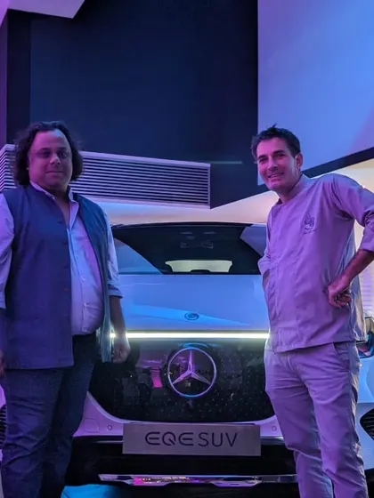 Chef Christophe with Nikhil from All Things Nice, our partner for wine pairings, at a luxury car launch dinner. We collaborate with the best to provide a complete gastronomic experience.