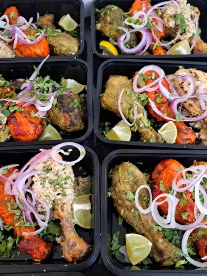Garnished with fresh onions, cilantro, and a wedge of lime, these kebabs are ready to be enjoyed the moment they arrive. It's hassle free party catering.