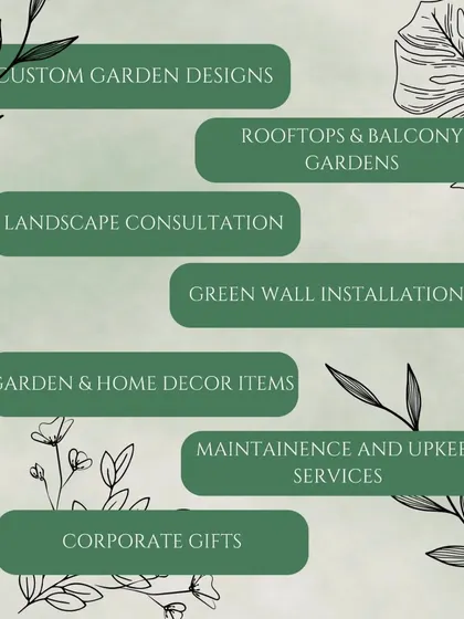 From custom garden designs and balcony makeovers to corporate gifting and maintenance services, this is the full list of how I can help you. No project is too big or too small.