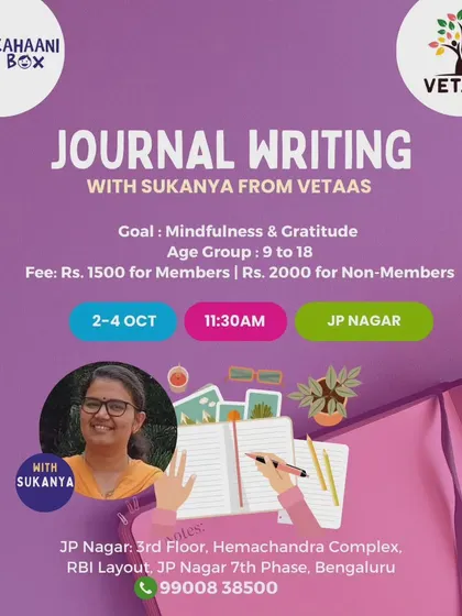This poster announces our 3-day journaling workshop focused on mindfulness and gratitude. We believe in nurturing not just creative skills, but also emotional well-being.