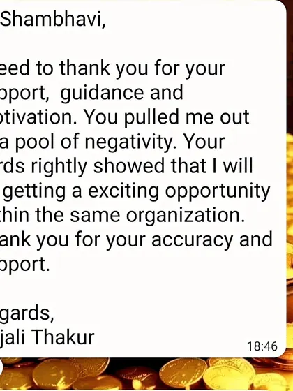 A client expresses her gratitude after my cards correctly predicted an exciting new opportunity within her organization. This is a wonderful example of how tarot can illuminate the path ahead and pull you out of negativity.