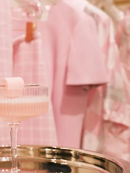 A pale pink cocktail designed to match the Versace collection. We believe the drink menu is just as important as the food in creating a fully immersive brand experience.