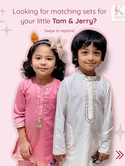 Looking for matching sets for your little Tom and Jerry? We've got you covered with our coordinated kurtas that are both stylish and comfortable for all their antics.